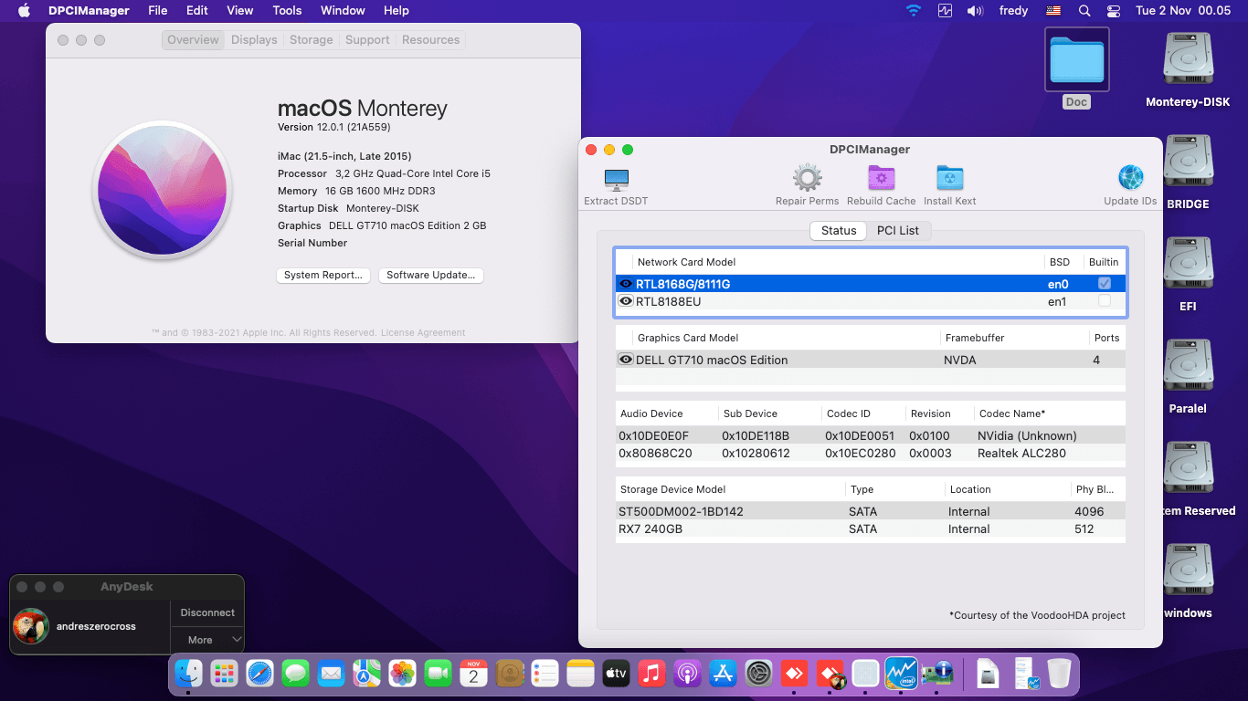 Success Hackintosh macOS Monterey 12.0.1 Build 21A559 in Dell Optiplex 3020 Mini PC